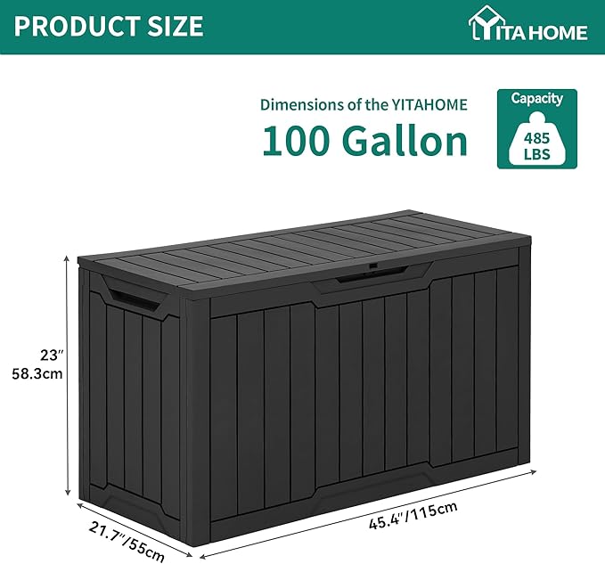 YITAHOME 100 Gallon Resin Deck Box, Weather Resistant Outdoor Storage Box - Image 7