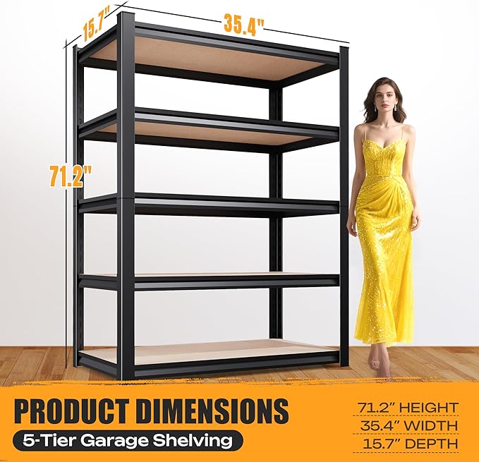 71.2" H Garage Shelving Heavy Duty Storage Shelves, Metal Adjustable Shelving - Image 3