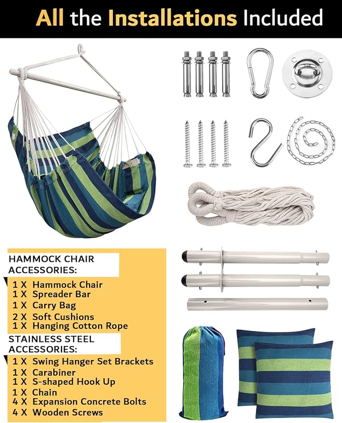 XXL Hammock Chair Hanging Rope Swing - Image 6