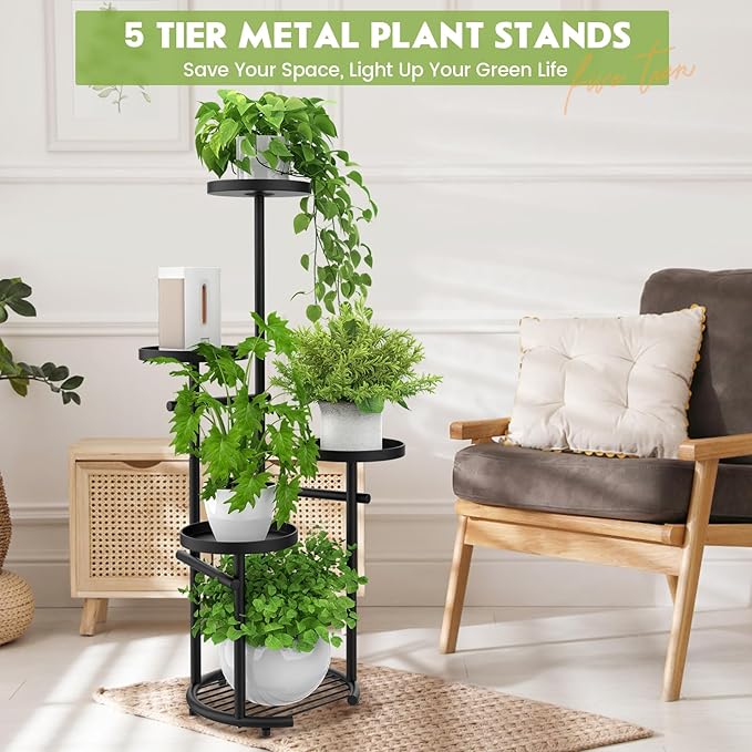 TOSKING 5 Tier Tall Plant Stand Indoor Outdoor, Heavy Duty Corner Plant Stand - Image 2