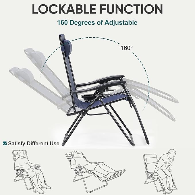 NEWBULIG Zero Gravity Chair Set of 4, Lounge Chair Folding Portable Adjustable - Image 5
