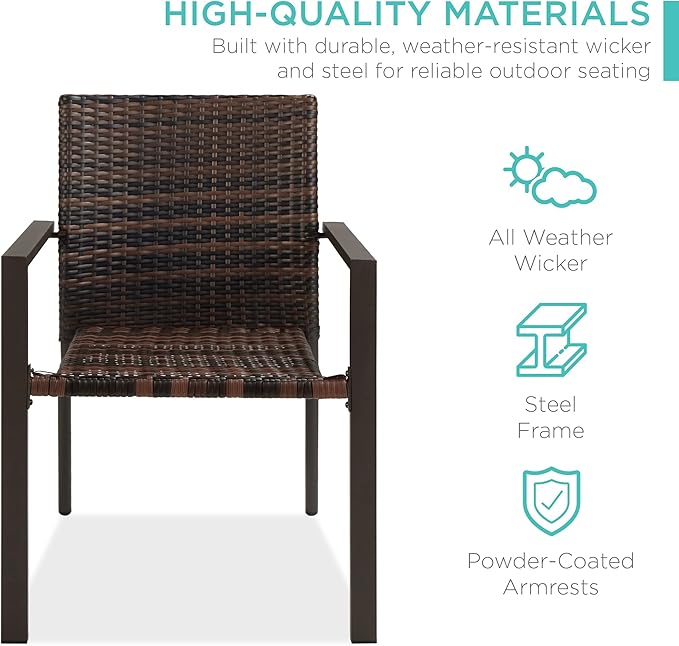 Best Choice Products Set of 2 Stackable Outdoor Wicker Dining Chairs - Image 4