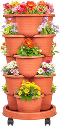 VECELO 5 Tier Vertical Garden Planter, Self Watering Stackable Planters by VECELO