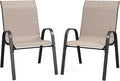Patio Dining Chairs Set of 2, Outdoor Stackable Chairs, Breathable Seat and by VonzoyHome