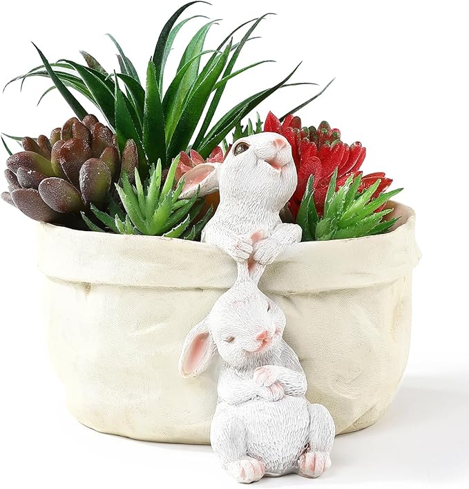 Rabbit Flower Pot Succulent Planter Garden Pots, Easter Decorative Flower Pot by WONDHOME
