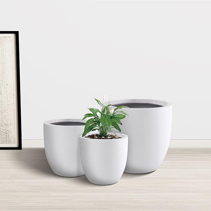 Kante 20", 13.4" Dia Round Concrete Planters, Outdoor Indoor Modern Decorative - Image 7