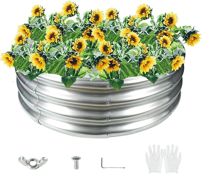 Durable Round Galvanized Steel Raised Garden Bed by zbzbml