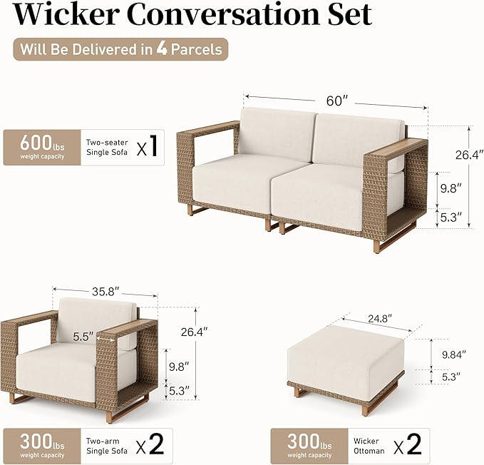 Sectional Outdoor Patio Furniture, Outdoor Rattan Wicker Sectional Sofa - Image 9