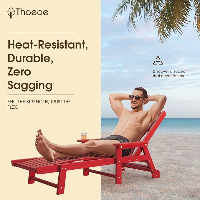 Patio Chaise Lounge Chair Set of 4, Oversized Lounge Chair Outdoor - Image 4