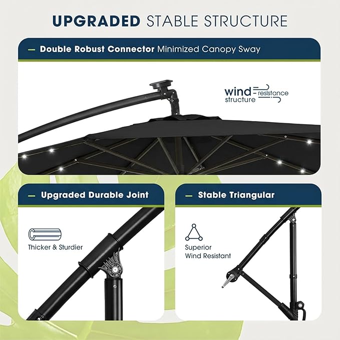 wikiwiki 10ft Solar LED Patio Umbrella - Image 7
