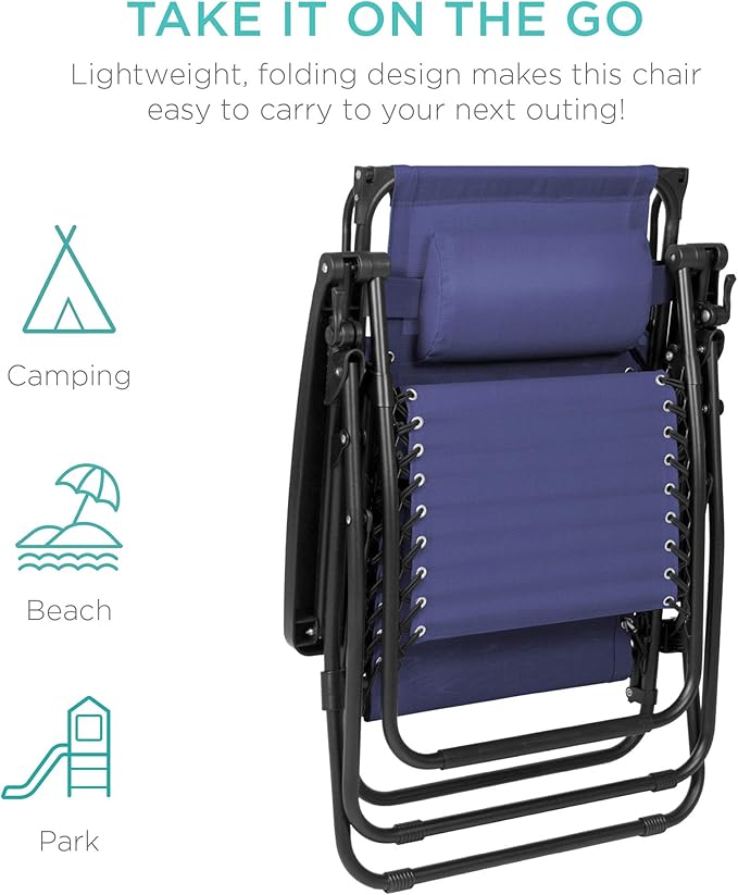 Best Choice Products Folding Zero Gravity Outdoor Recliner Patio Lounge Chair - Image 8