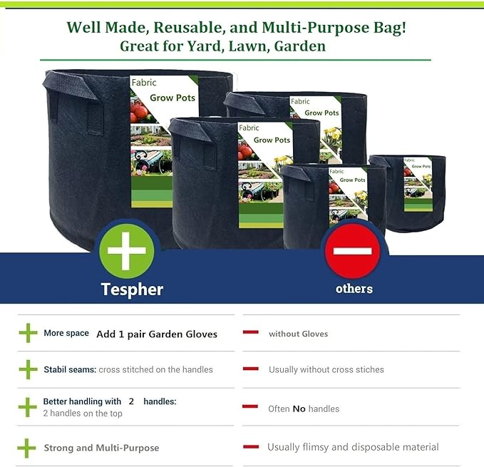 3-Pack 75 Gallon Thickened Plant Grow Bags Large Heavy Duty Garden Bag Fabric - Image 7