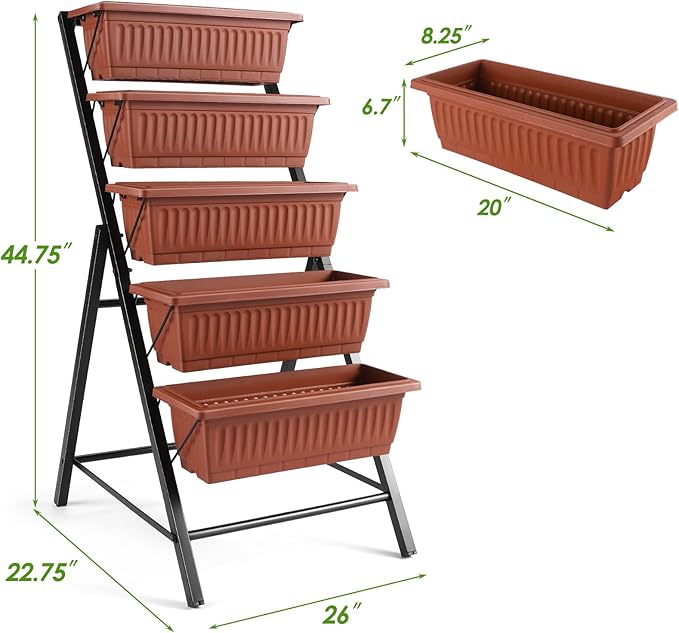Suyncll Vertical Raised Garden Bed Planter Box, 5 Tiers Vertical Garden Planter - Image 5