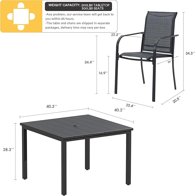 VICLLAX Patio Dining Set for 4, Alll Weather Metal Outdoor Furniture Set - Image 2