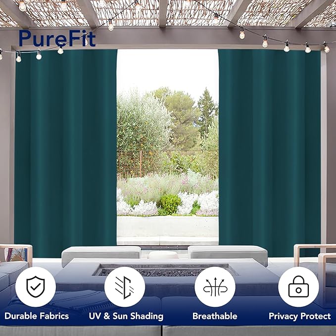 PureFit Outdoor Curtains for Patio Waterproof Weatherproof, UV and Fade - Image 3