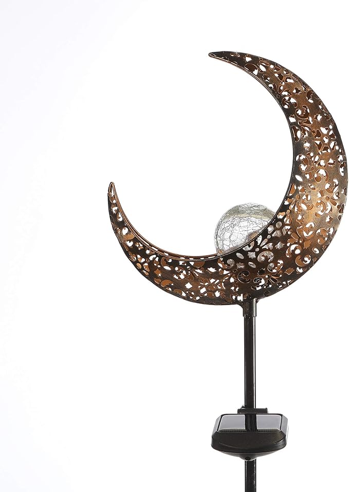 Solar Garden Light Outdoor Decorative, Moon Decor Crackle Glass Globe Garden - Image 8