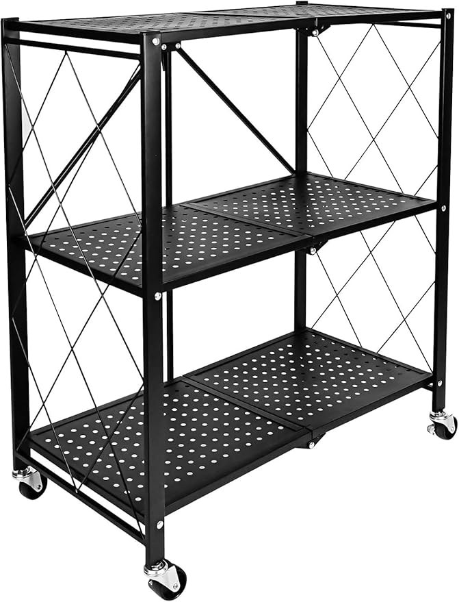 Kitchen Garage Metal Shelves, Storage Shelves Organizer, Foldable Metal Shelving by Unknown