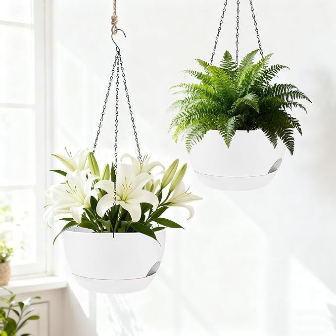 Set of 4-8 Inch Self Watering Hanging Planters - Image 5