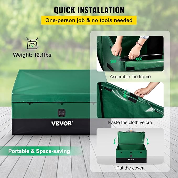 VEVOR Outdoor Storage Box, 100 Gallon Waterproof PE Tarpaulin Deck Box - Image 6