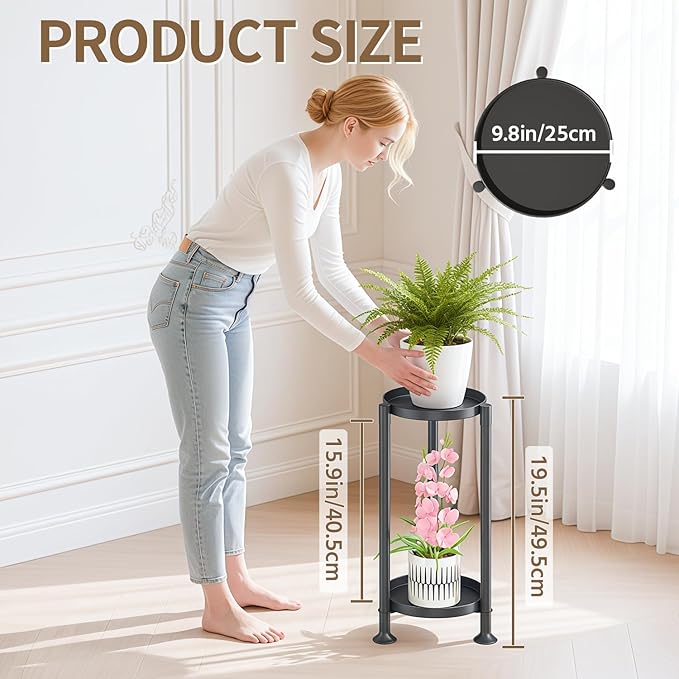 LASZOLA 2 Tier Black Corner Plant Stand Indoor - Image 7