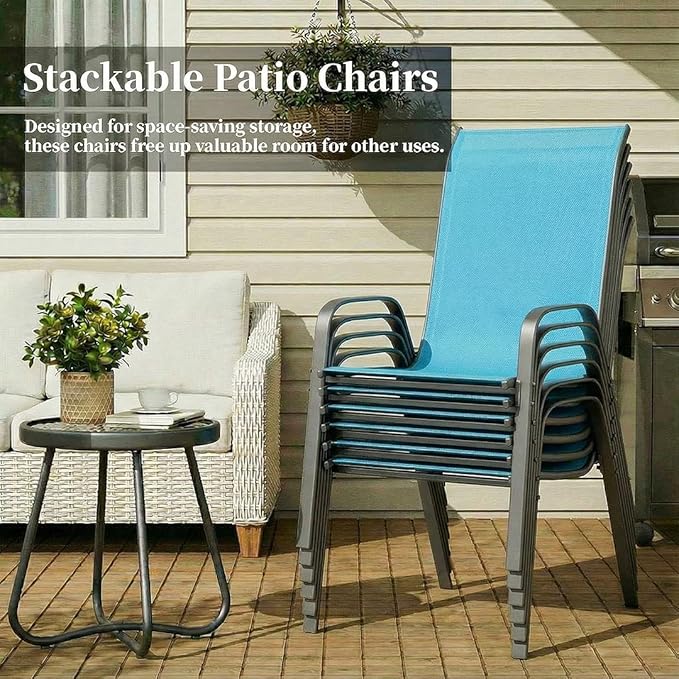 MAMIZO Patio Dining Chairs, Stackable All Weather Teslin Chair, Heavy Duty - Image 7