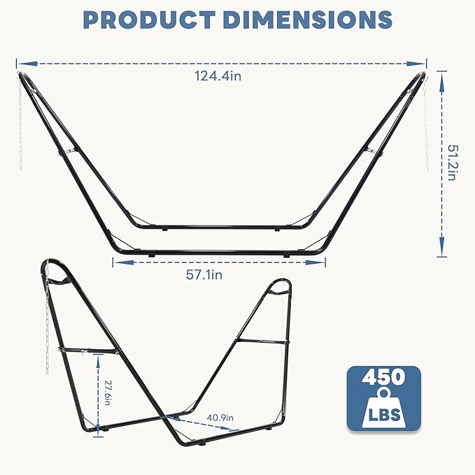 DUMOS Universal Double Hammock Stand Only, Heavy Duty Hammock Stands - Image 2