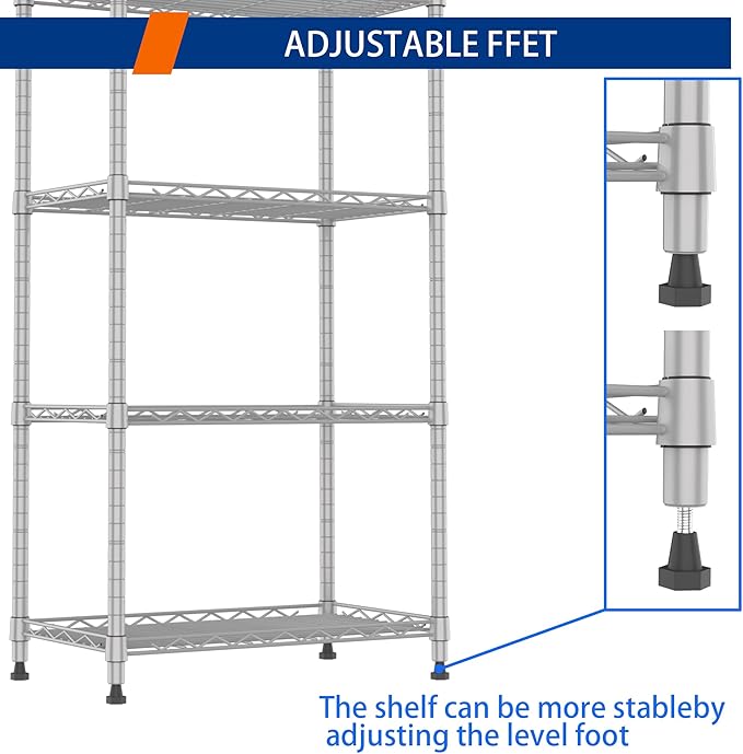 REGILLER 5-Wire Shelving Metal Storage Rack Adjustable Shelves, Standing - Image 6
