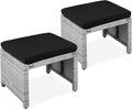 Best Choice Products Set of 2 Wicker Ottomans, Additional Seating, Side Table by BestChoiceProducts