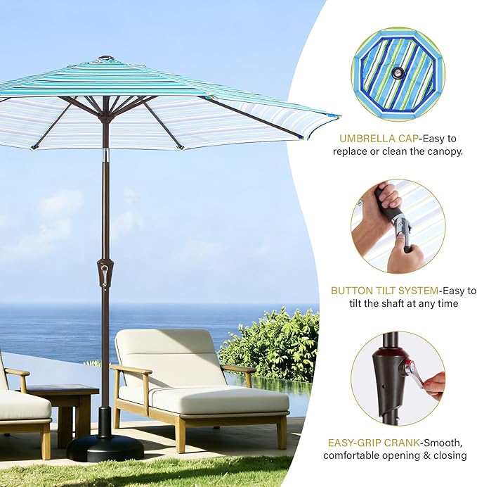 MEWAY 9ft Patio Umbrella Outdoor Table Umbrellas - Image 6