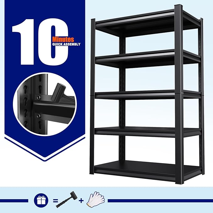 71" H-46 W Garage Shelving Heavy Duty Storage Shelves, Metal Adjustable - Image 8