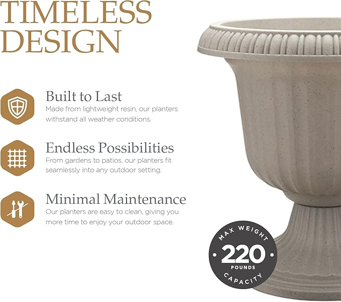 Southern Patio 2 Pack Utopian Urn Planter, Large 14 Inch Outdoor Pot, - Image 3