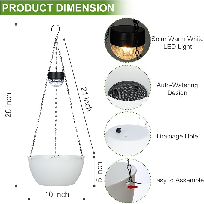 BAYN 2 Packs Solar Hanging Basket Planters - Image 3