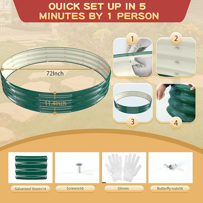 Durable Round Galvanized Steel Raised Garden Bed - Image 4