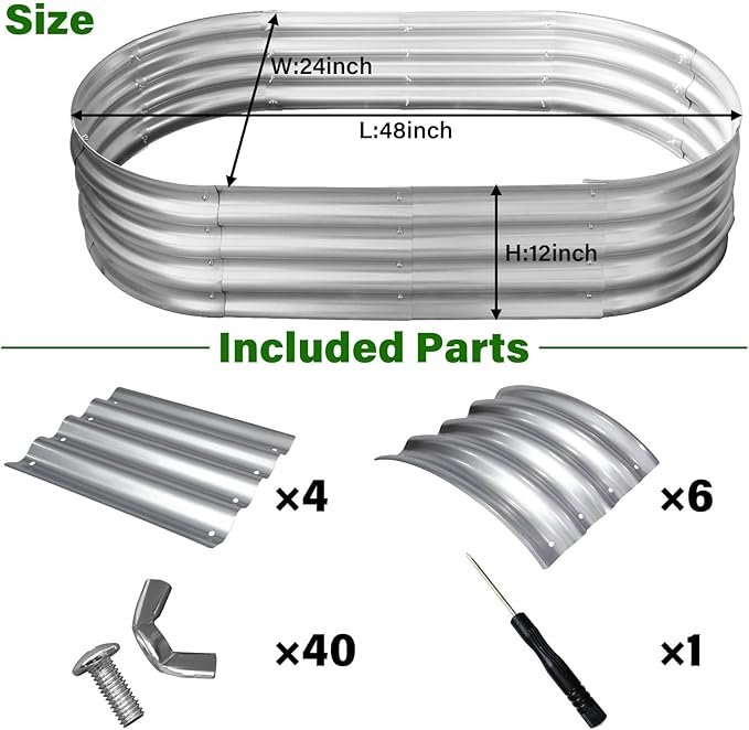 Galvanized Raised Garden Bed for Outdoor: 4X2X1ft Durable Metal Vegetable Plant - Image 6