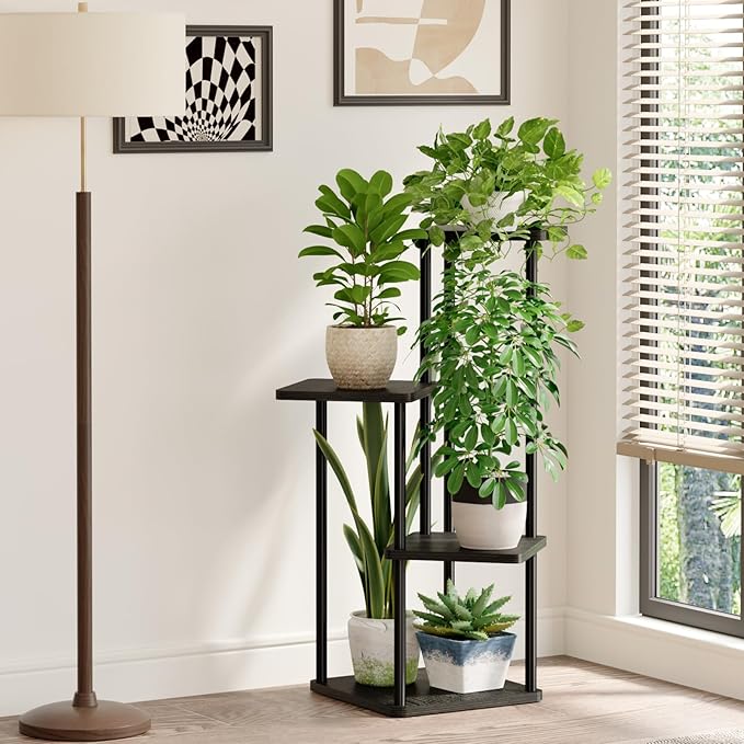 Bamworld Small Plant Stand Indoor 4 Tier Metal Plant Shelf - Image 3