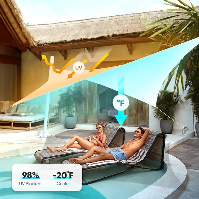 Quictent 20x16ft Rectangular Sun Shade Sail 185G HDPE Canopy 98% UV Block - Image 3