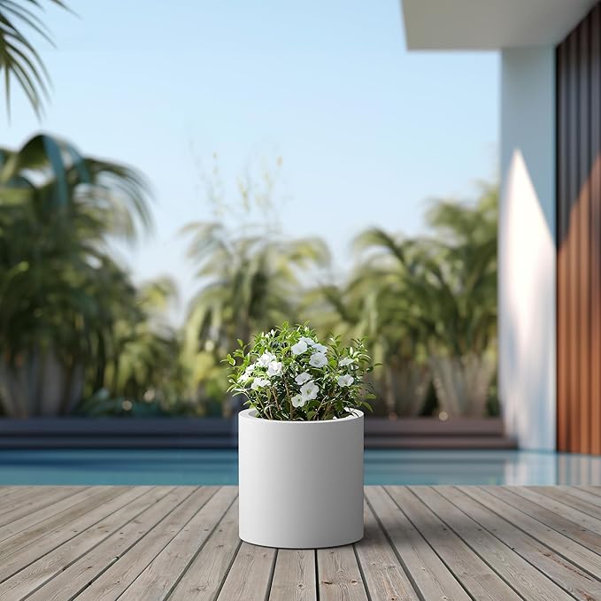Kante 12.6" Dia Round Concrete Planter, Modern Style Large Cylindrical Plant Pot - Image 6