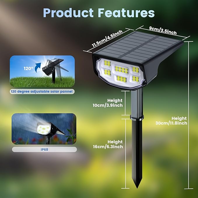 Solar Spot Lights Outdoor IP68 Waterproof, Ultra-Bright Performance，Simple Modes - Image 3