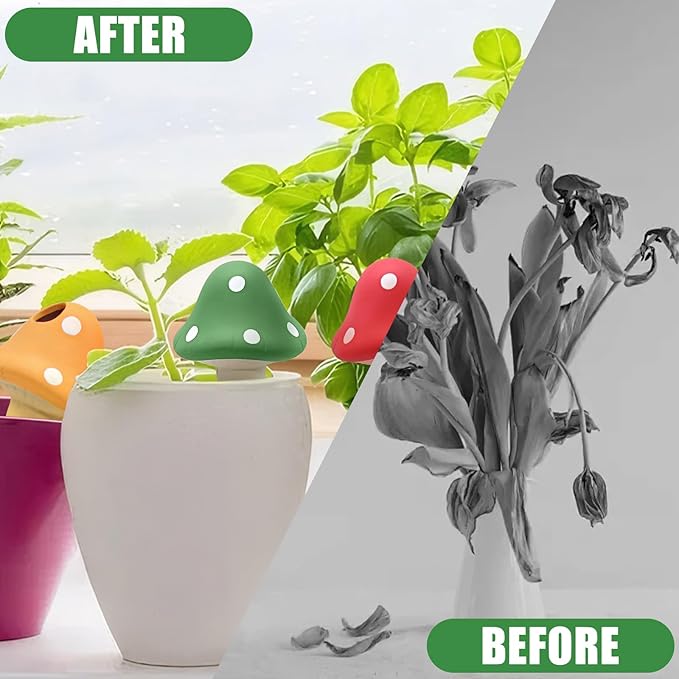 4PCS Terracotta Self Watering Spikes, Mushroom Shaped Self Watering Globes - Image 5
