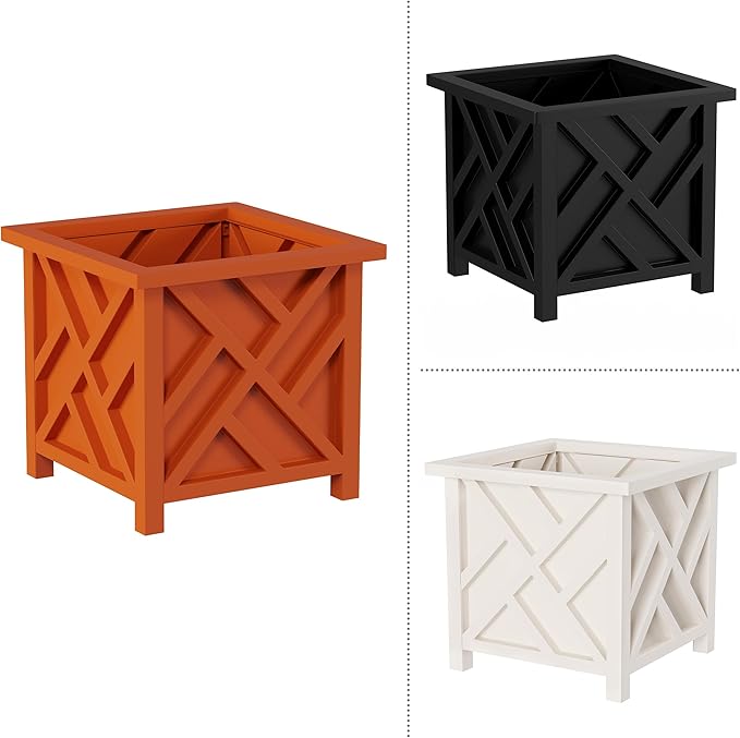 Pure Garden Lattice Design Planter Box 2-Pack – 14.75-Inch Decorative Outdoor - Image 6