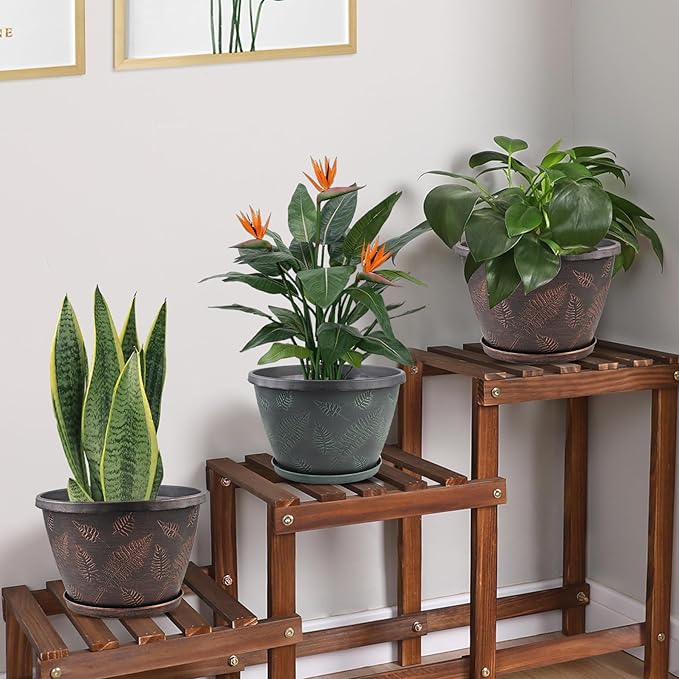 11 inch Plant Pot Set of 3, Plastic Flower Pots - Image 3