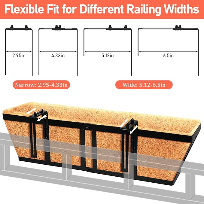Riare 3 Pack 24 Inch Metal Railing Planter Window Box - Image 4