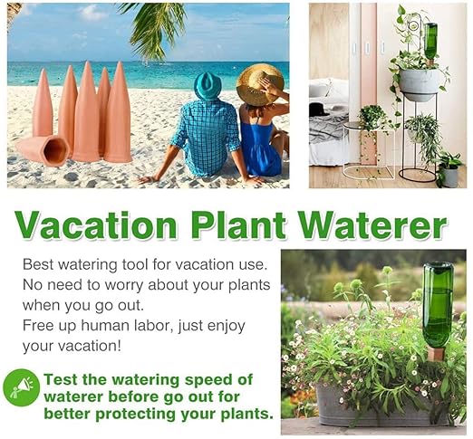 Plant Watering Devices 8 Pack Terracotta Vacation Plant Waterer Wine Bottle - Image 5