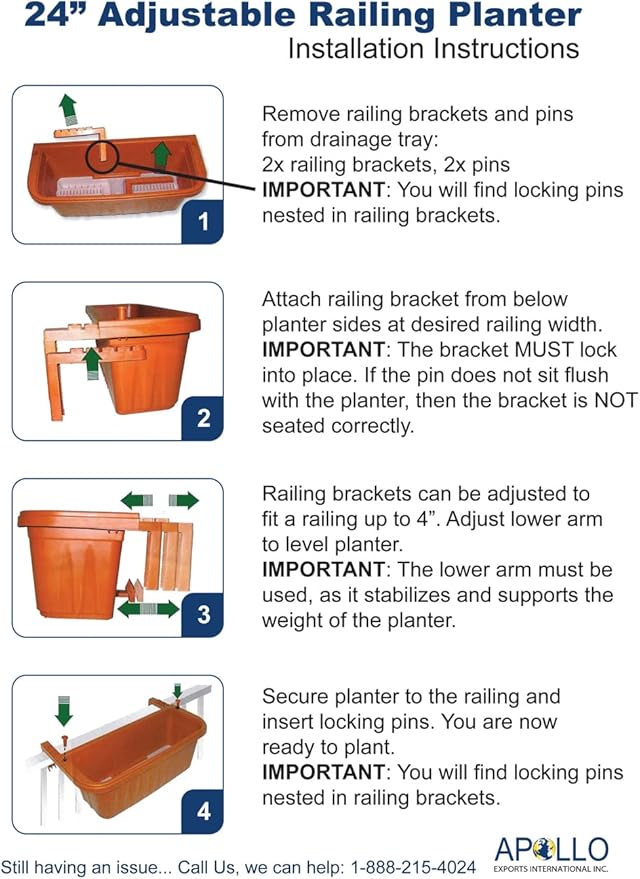 Apollo Exports International 24" Adjustable Railing Planter - Image 5