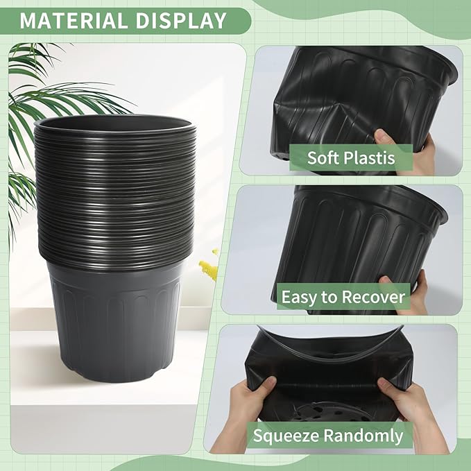 40 Pack 3 Gallon Nursery Plant Pots, 10 Inch Plastic Garden Flower Seedling - Image 3