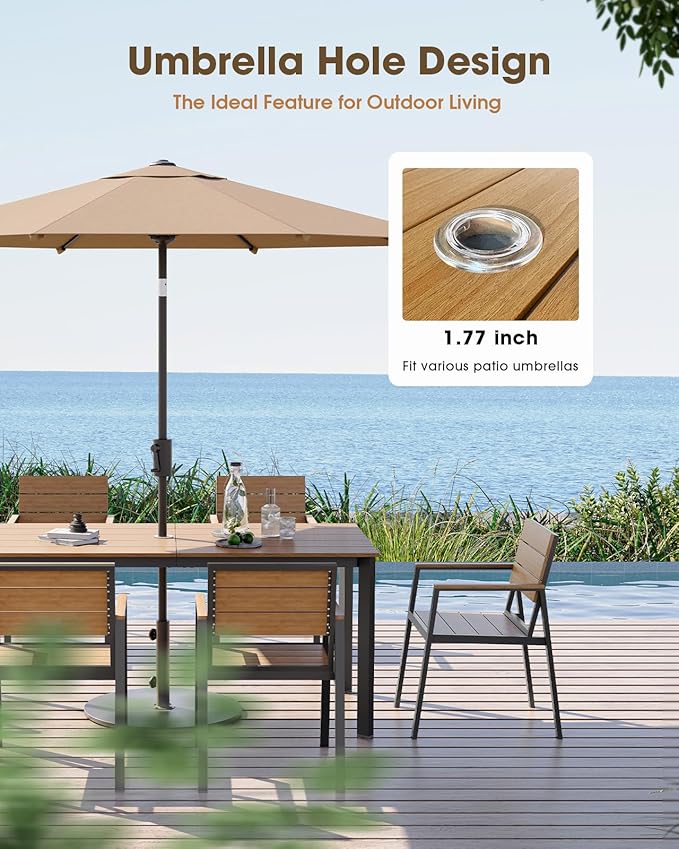 Outdoor Patio Dining Chairs Set of 2, Aluminum & HDPS All-Weather Dining Chairs - Image 3