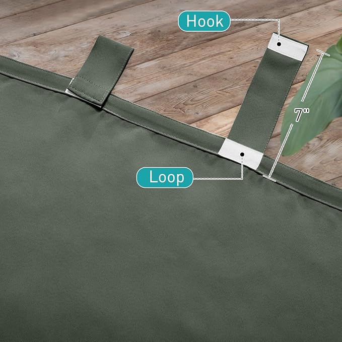 NICETOWN 2 Panels Greyish Green Outdoor Curtainss - Image 6