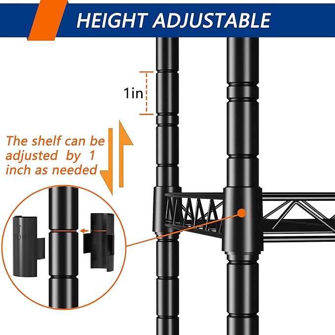 REGILLER 5-Wire Shelving Metal Storage Rack Adjustable Shelves, Standing - Image 5