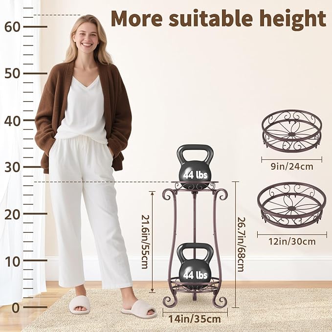 LASZOLA 2 Tier Bronze Metal Plant Stand - Image 5