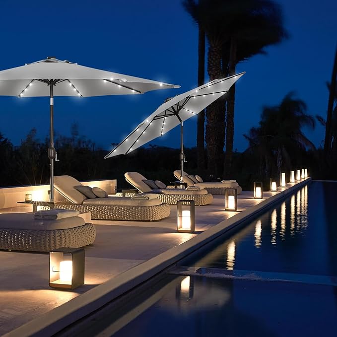 Blissun 9 ft Solar Umbrella, Patio Umbrella - Image 7
